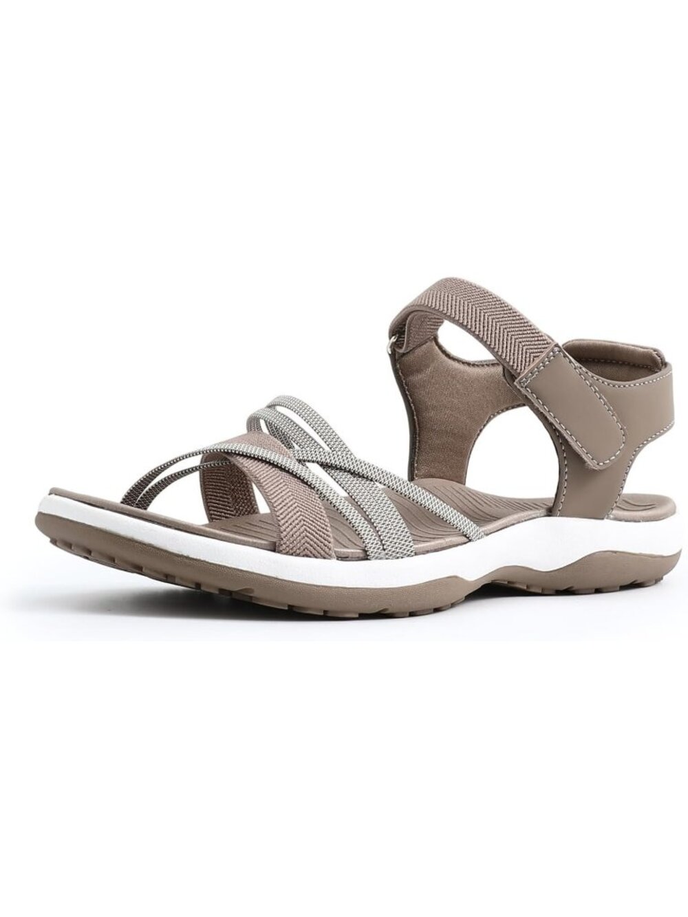 Women's Khaki Arch Support Adjustable Straps Hiking Sport Casual Sandal Shoes
